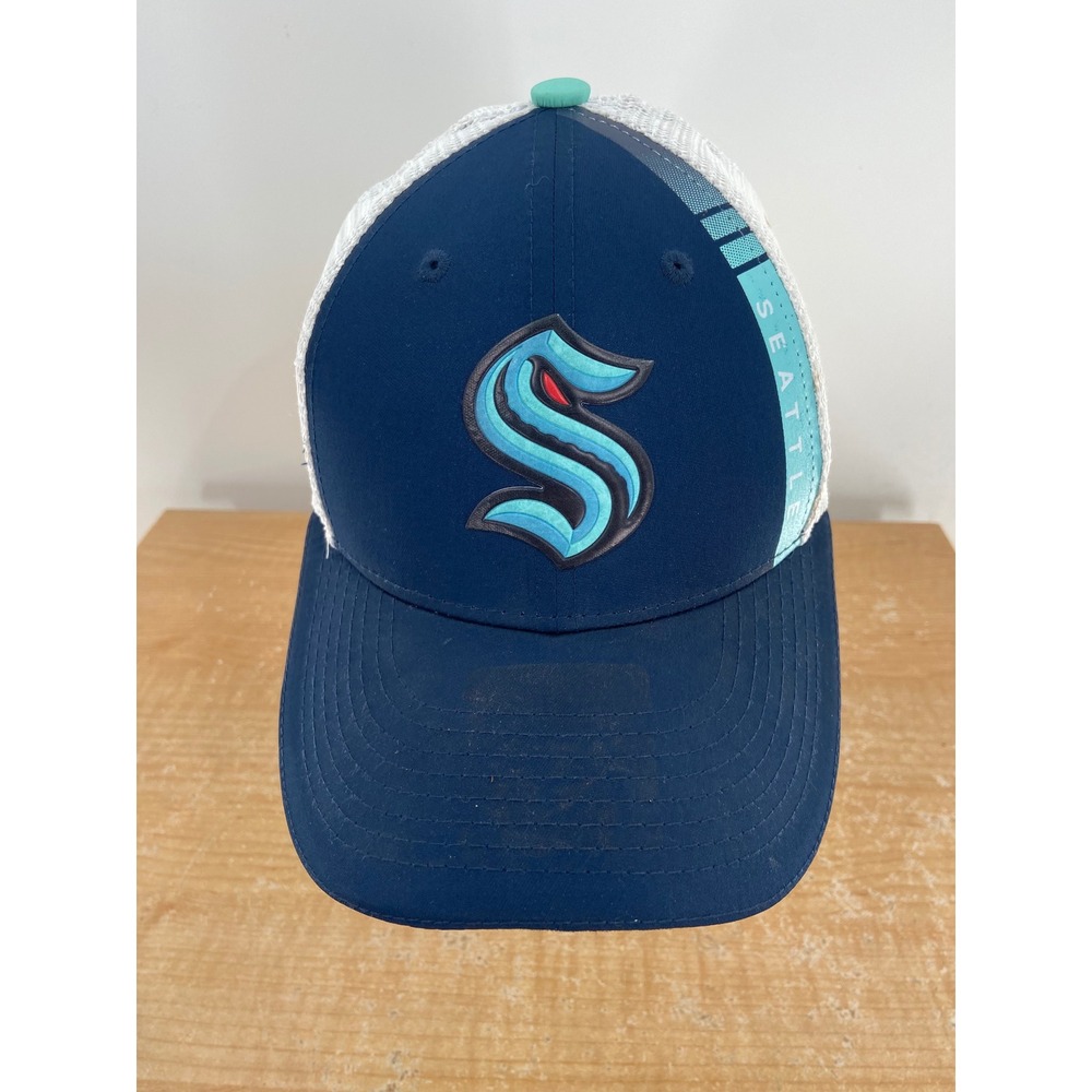 Fanatics Seattle Kraken 2022 NHL Draft Trucker Hat Navy Blue White Snapback Cap